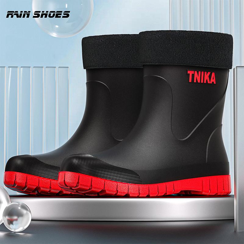 

Мужские модные резиновые сапоги до середины икры, нескользящие рыболовные сапоги для мужчин, водонепроницаемые уличные резиновые сапоги средней длины для езды на велосипеде 44