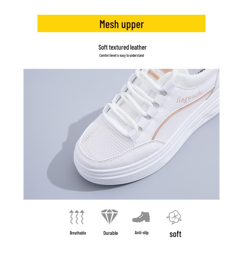 1752 Damen Weiße Sommer-Sneakers, Vielseitiger Dicksohlen-Hot-Style 2022 mit Mesh-Design zur Innenhöherlegung