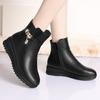 Women's Boots Leather Ankle Boots New Winter Plush Platform Snow Boots Zipper Black Women Cotton Shoes Classic Warm Casual Boot