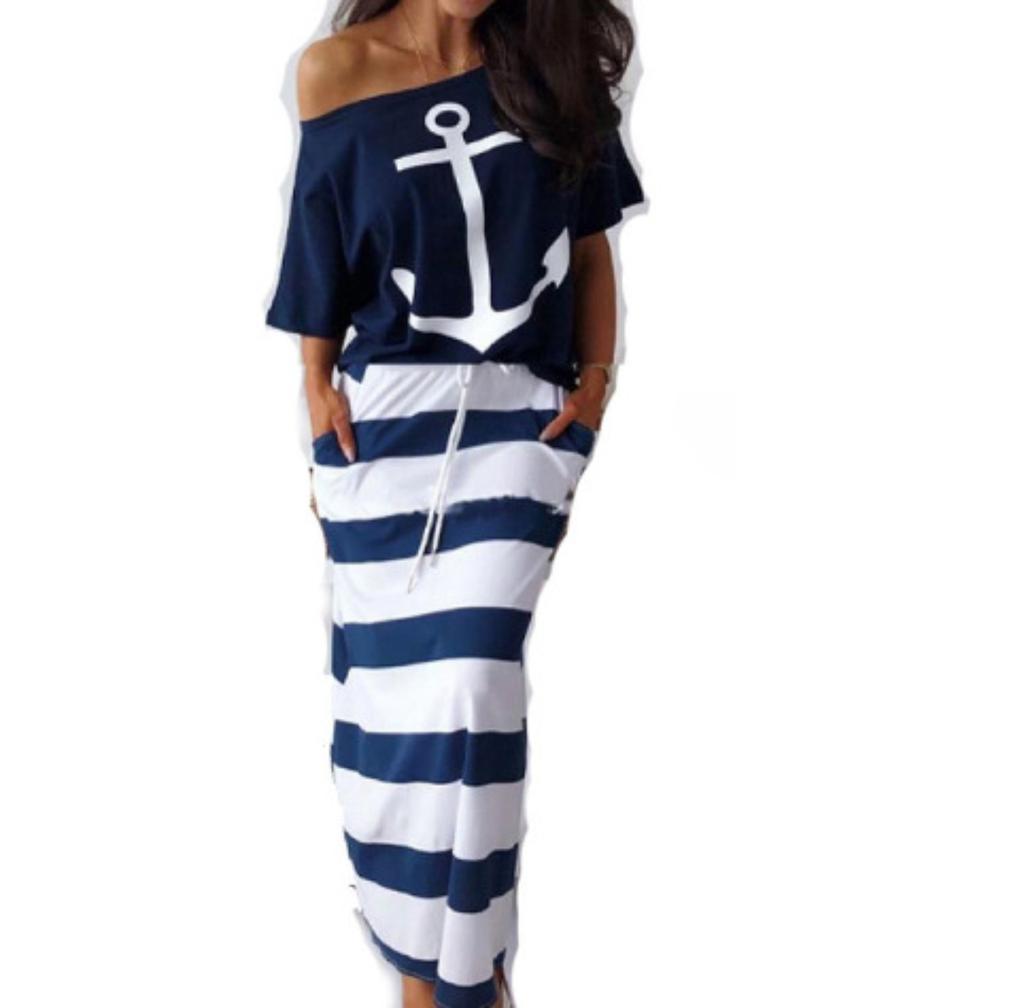 Women's Two-piece One-shoulder Printed Skirt Suit