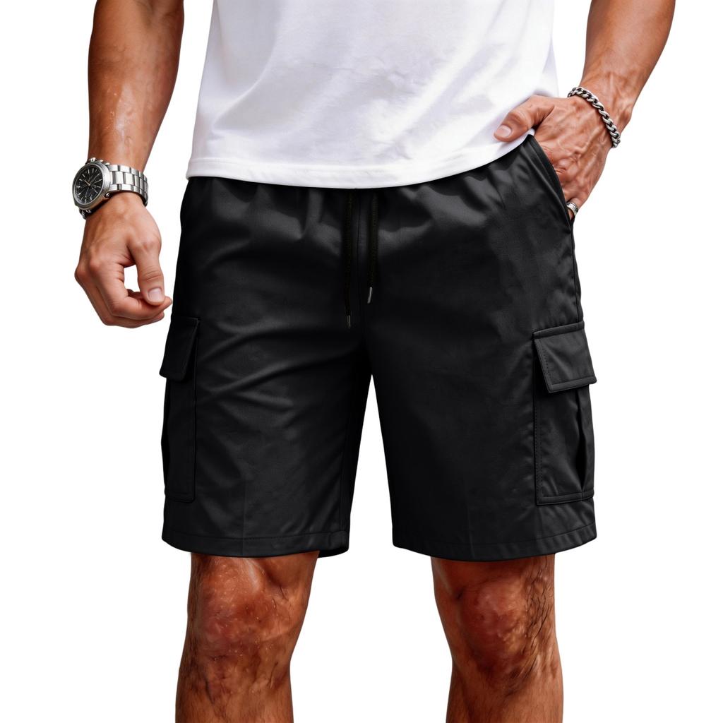 Men Cargo Shorts Relaxed Fit Lightweight Drawstring Waist Casual Summer Shorts with Multiple Pockets for Outdoor Activities