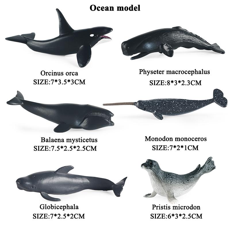 Oenux Mini Ocean Marine Shark Model Classic Sea Life Animal Whale Turtle Action Figures PVC Lovely Educational Toy For Kids Gift