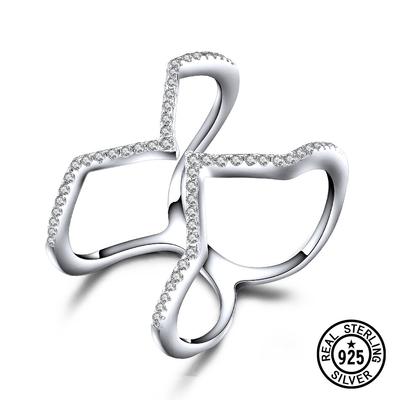 925 Sterling Silver Rings For Women Cute Cystal Zircon Round Geometric Stackable Rings Fashion Party Gifts Fine Jewelry