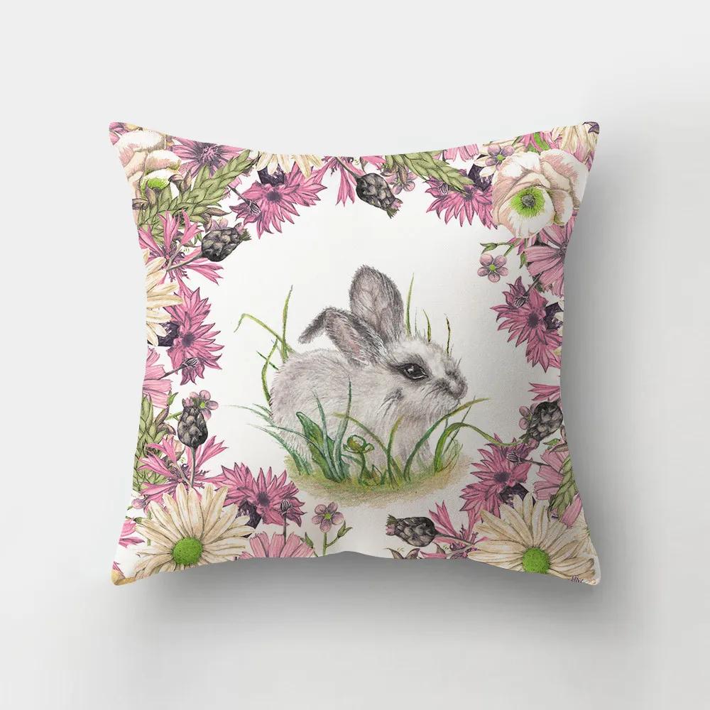 Home Decoration Easter Pillowcase Rabbit Egg Print Pillowcase Living Room Sofa Cushion Cover Bedroom Room Decoration x