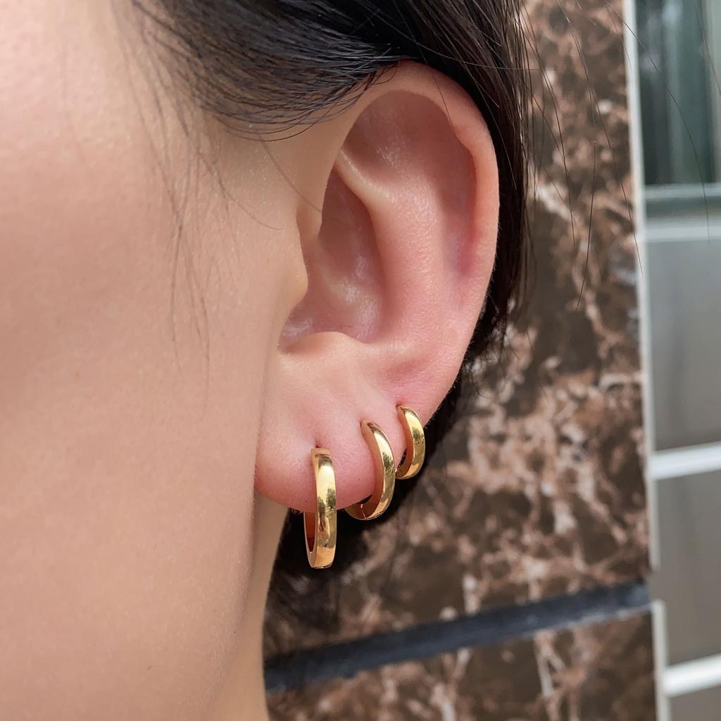 2PC Minimalist Stainless Steel Classic Round Gold Color Earring for Women Men Tiny Huggie Hoop Punk Rock Party Jewelry Gifts 20G