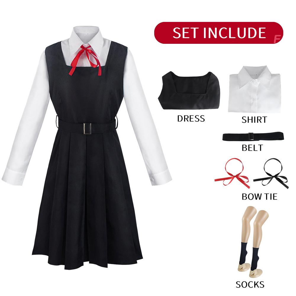 

Mitaka Asa Cosplay Costume Chainsaw Man Outfits Blue Suit Shirt Tie Short Wig Neck Ring Women Anime Uniform Halloween XS（old）