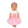 Set of 3 Birthday Doll Pink Clothing Accessories Including Skirt Romper Headband for 43cm / 17Inch Newborn Baby Doll (No Doll)