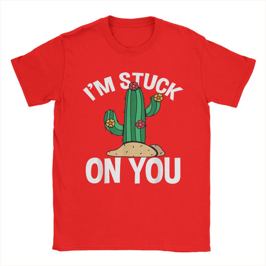 Cactus Im stuck on you Unisex T Shirt Vintage Tees Short Sleeve Crew Neck TShirts Cotton Graphic Printed Clothes
