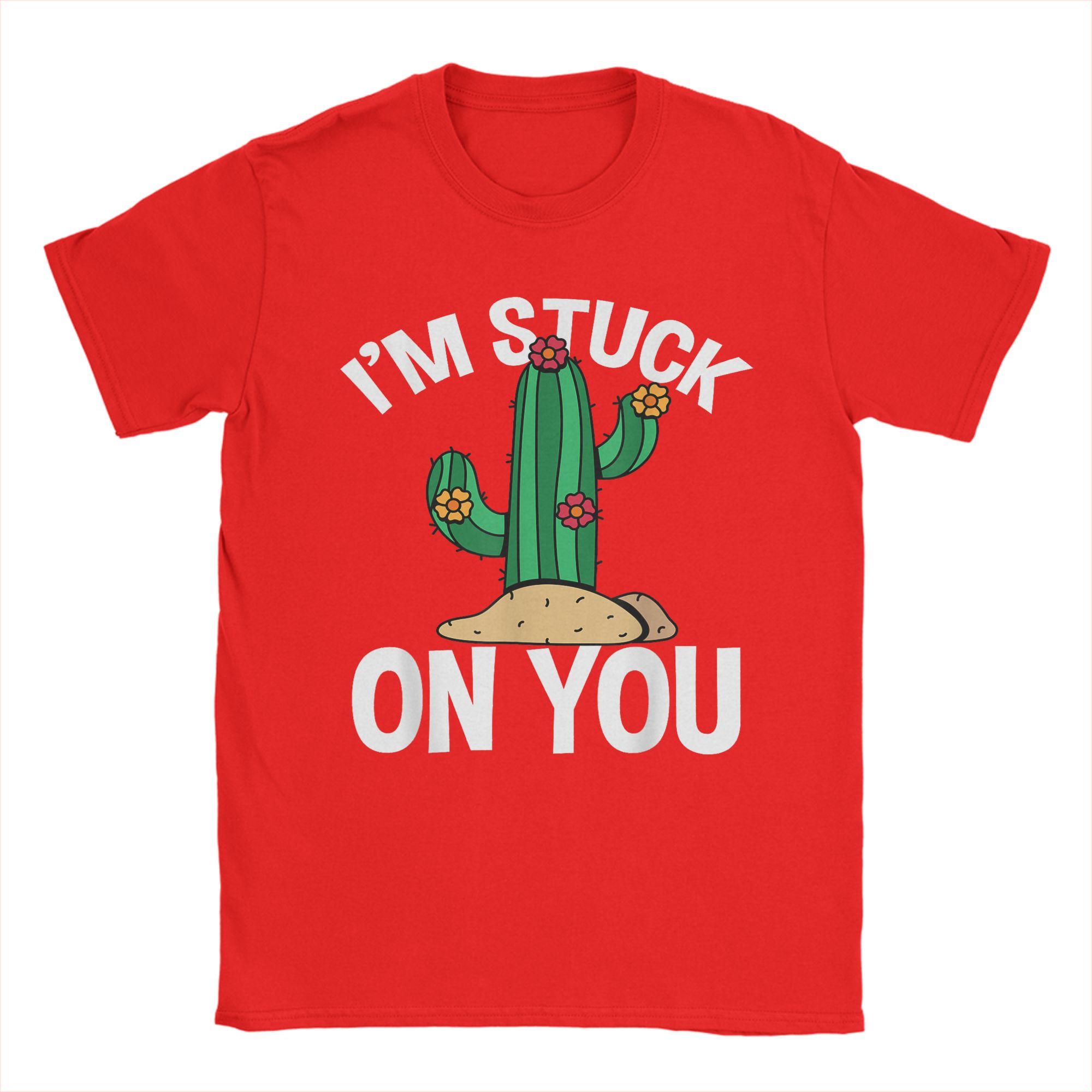 

Cactus Im stuck on you Unisex T Shirt Vintage Tees Short Sleeve Crew Neck TShirts Cotton Graphic Printed Clothes S