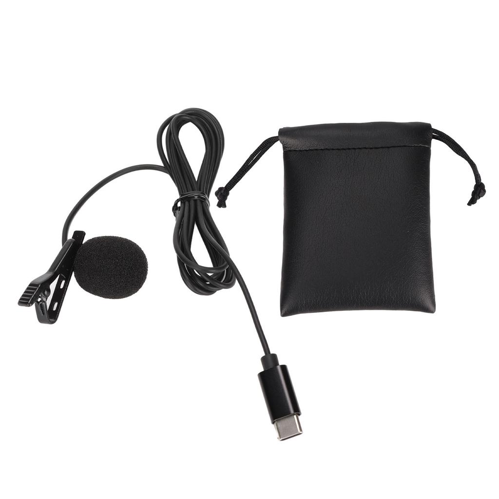 Type C Lavalier Microphone Intelligent Noise Cancellation Wired Lavalier Lapel Microphone for Karaoke Recording