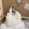 Large Capacity Canvas Solid Letter Tote Bag Versatile Handbag For Commuter Work Student Class Underarm Women'S Bag Shopping Bag