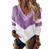 Women S V Neck Leopard Print Loose Knit Sweater Autumn Winter