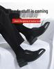 Men's Size 46 Leather Height-Boosting Formal Shoes - Thick Sole, Lace-up, Round Toe, Ideal for Weddings and Business in Spring/Autumn.