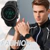 Outdoor Men's Digital Watch Silicone Waterproof Large Numbers Luminous Calendar Function Sports Style Black