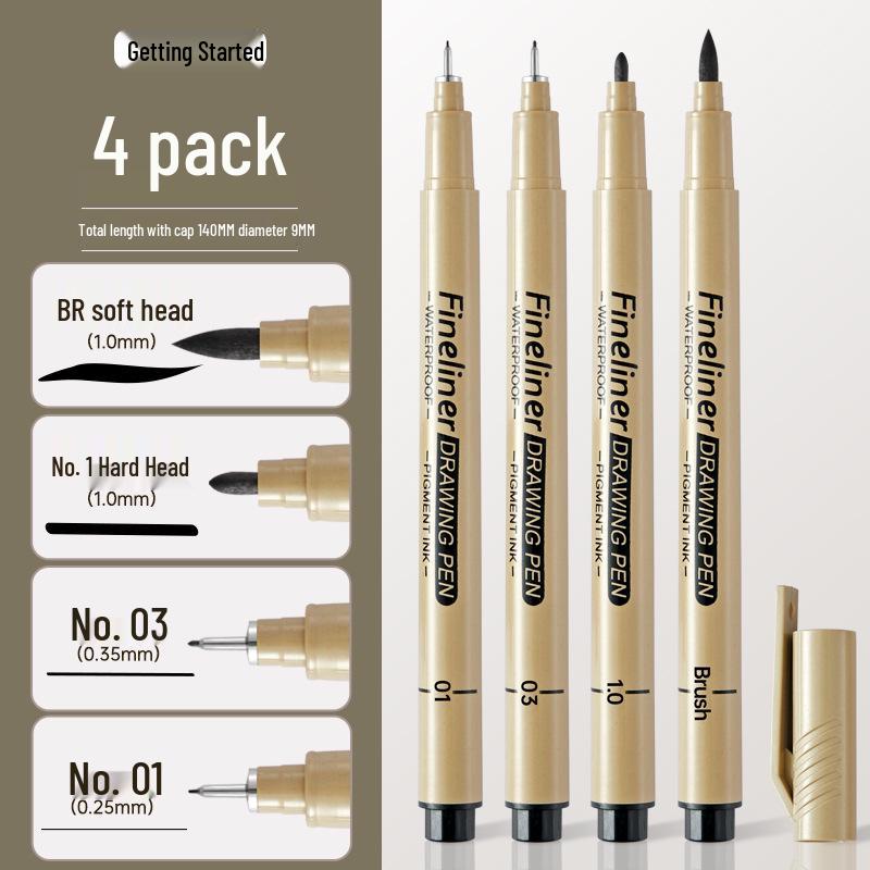Black Outline Pen Set - Waterproof, Quick-Drying, Needle-Tip for Line Art