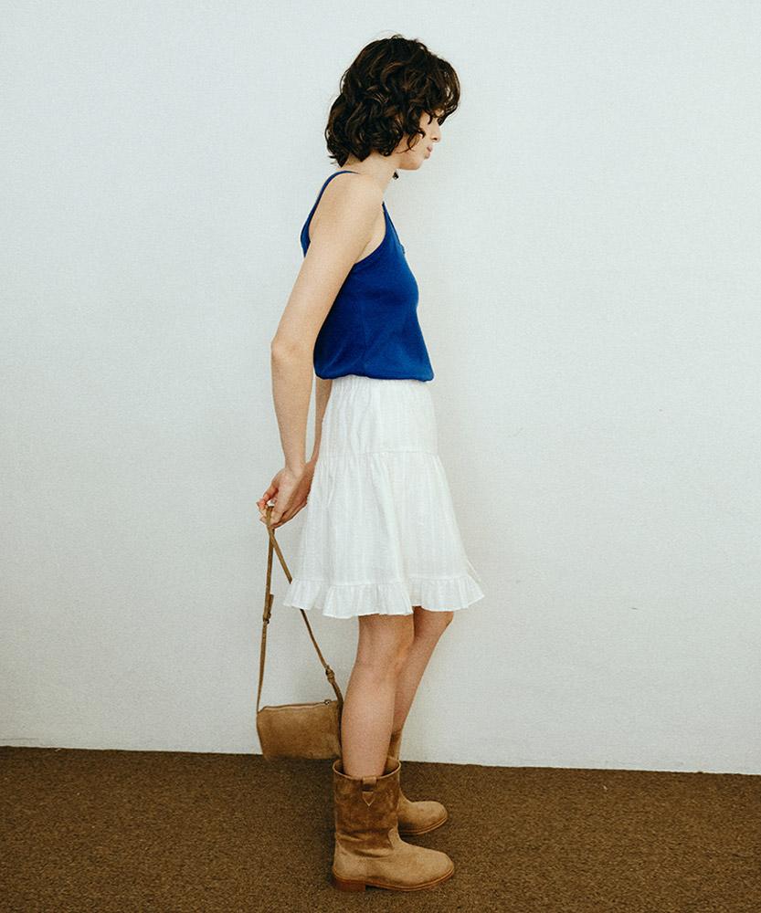 Aau Jacquard Mini Tiered Skirt_White