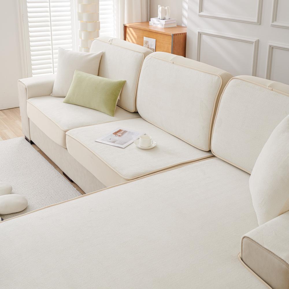 Milk Fiber Herringbone Pattern Sofa Cover All-Inclusive Universal Non-Slip Sofa Cushion Four Seasons Universal Cover Cloth