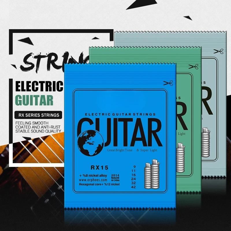 Rx Series Electric Guitar Strings Hexagonal Carbon Steel Core Super Light Gauge Nickel Alloy Coating For Bright Tone Durability