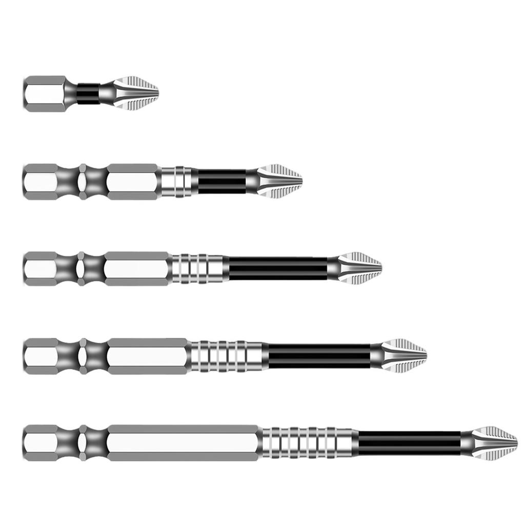 Pachet de 6 biți de șurubelniță cu cap în cruce antiderapant, set de biți de impact magnetic din oțel aliat, pentru uz casnic și profesional