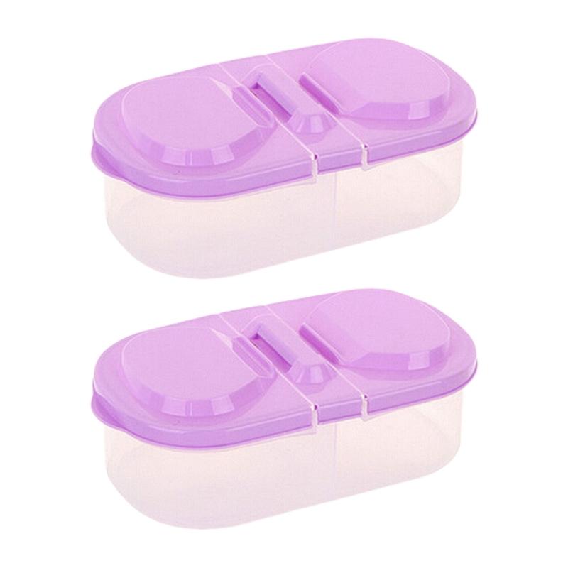 Clear Lid Double Compartment Food Storage Container Plastic Snacks Keepers For Kids Travel And Daily Use