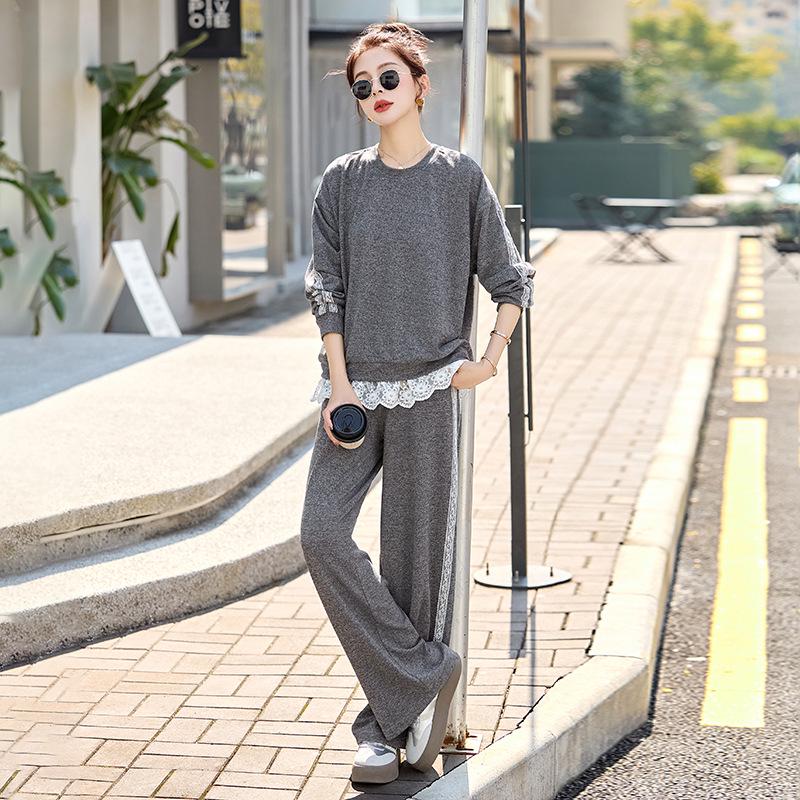 2025 Trening Casual cu Dantelă Patchwork: Set elegant din două piese pentru un look tineresc