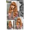 2024 New Brown Gradual Change Pink Hair Tail Dye Qi Bangs Big Waves Long Curly Hair Fashion Wig Full Head Hairstyle