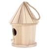 Wooden Bird House DIY Natural Wooden Round Shaped Hanging Bird Nest for Outdoor Garden