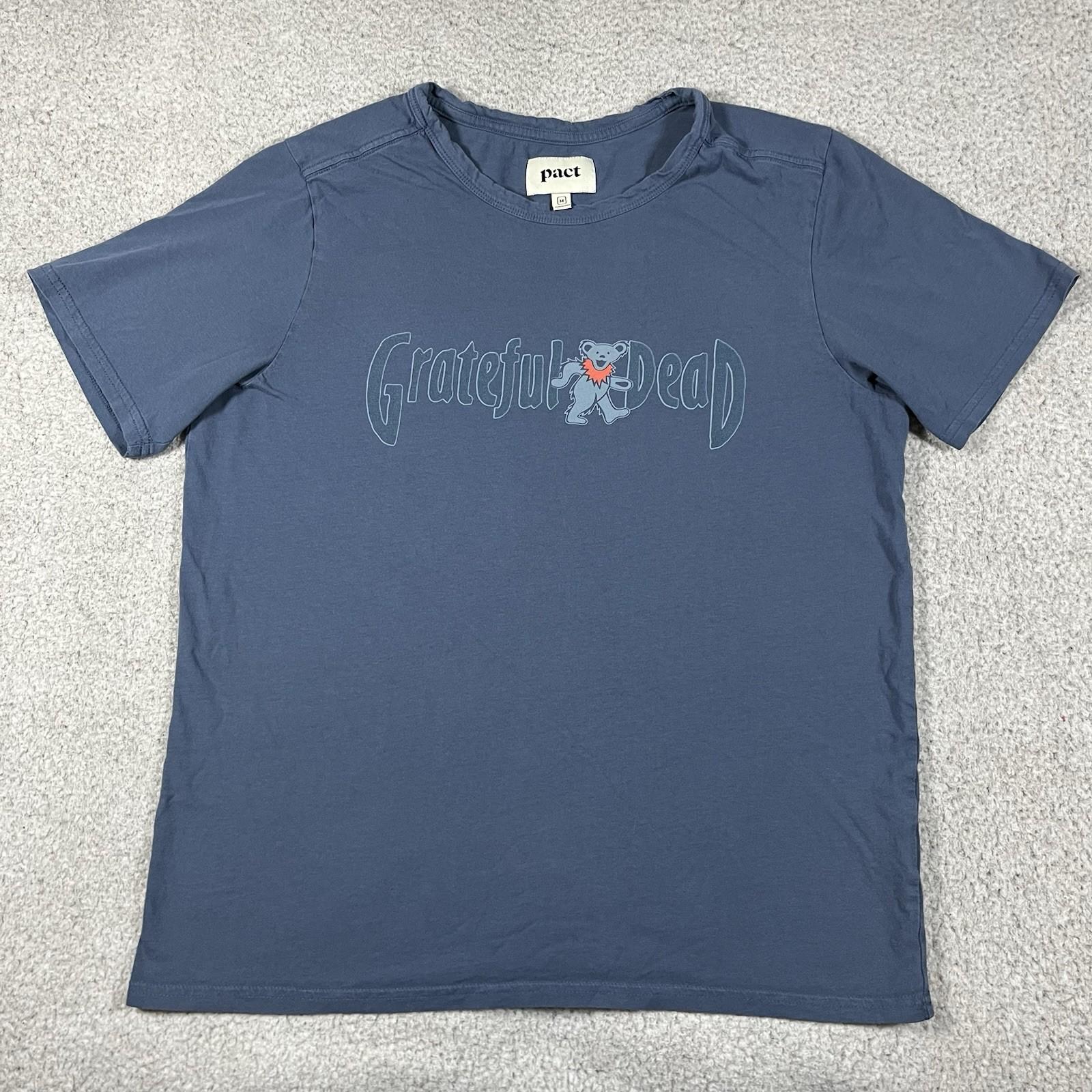 Grateful Dead Mens Medium Blue Dancing Bear Graphic Pact Band Rock Tee Unisex T-Shirt S