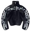 Womens Oversized Black Fleece Zip-Up Hoodie Streetwear Casual Long Sleeve Pullover With Print Pocket