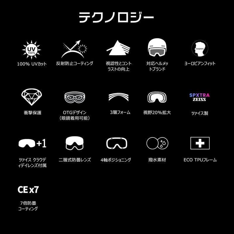 Powster und Ski-Goggles mit SPXTRA-Technologie UV Passend über austauschbare Goggle Magnetische Ski, Snowboard, [Hochpräzisionslinsen, Schutz,