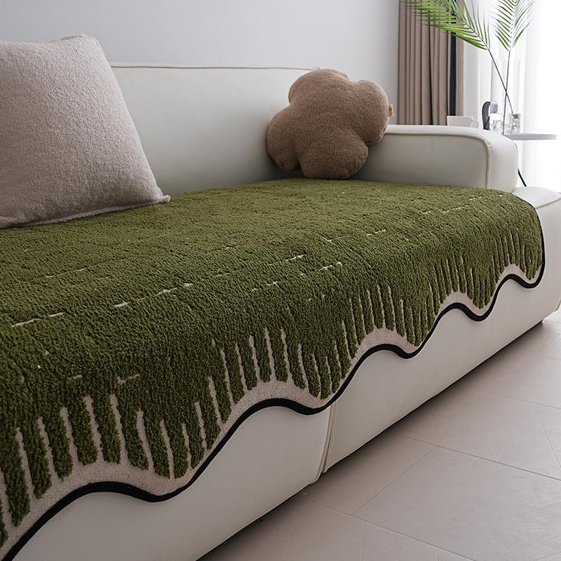 Straight Row Leather Sofa Cushion  New Autumn And Winter Sofa Cover Fixed Non-Slip Seat Cushion One Piece Winter Cushion