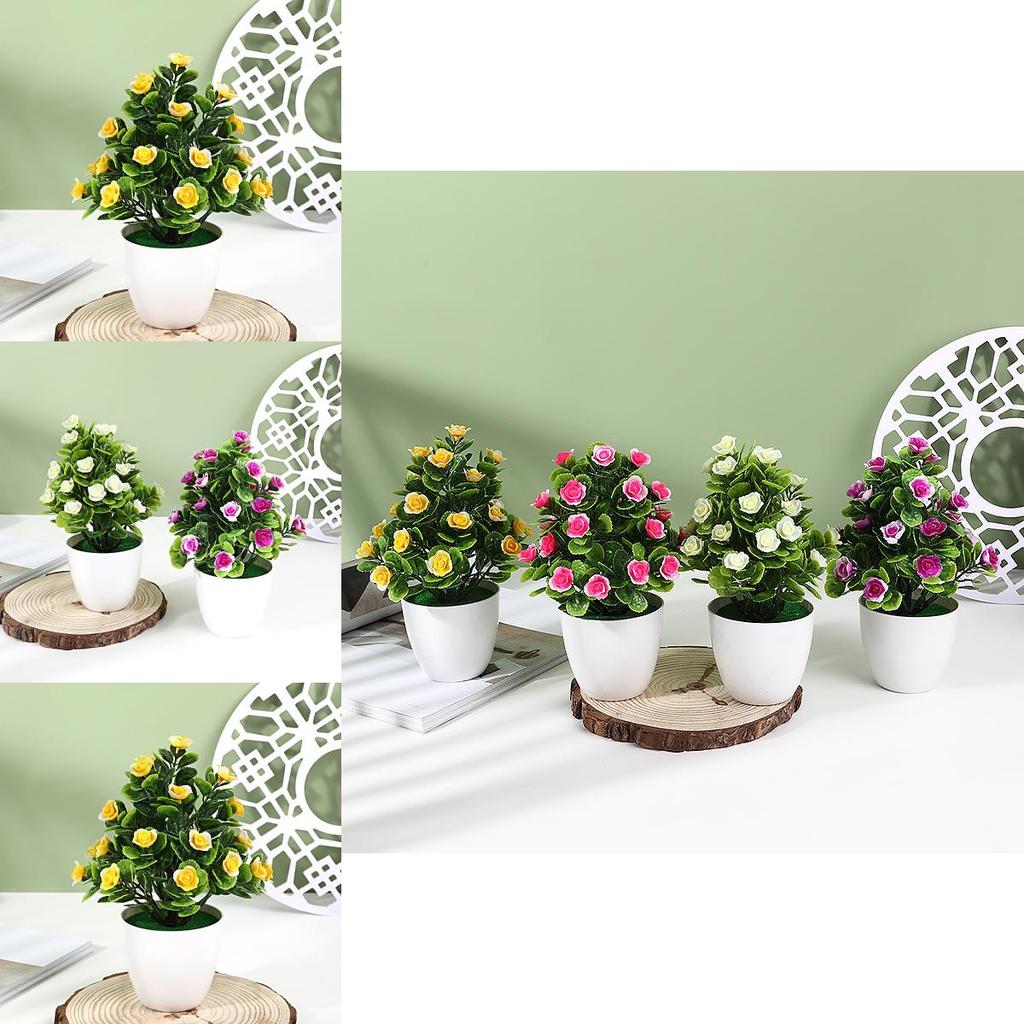 Hibiscus Flower Artificial 25pcs Round Small Potted Plants For Living Room Decor And Photography Props
