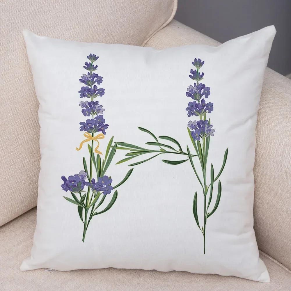 Lavender Letter Cushion Cover Sofa Home Car Decoration Living Room Bedroom Pillowcase 45X45Cm Pillowcase