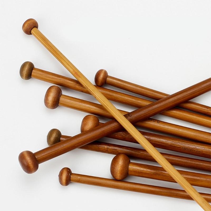 36Pcs Bamboo Crochet Needle 25/35cm Single Pointed Round Bead Knitted Needles for DIy Sweater Needlework Tool Supplies