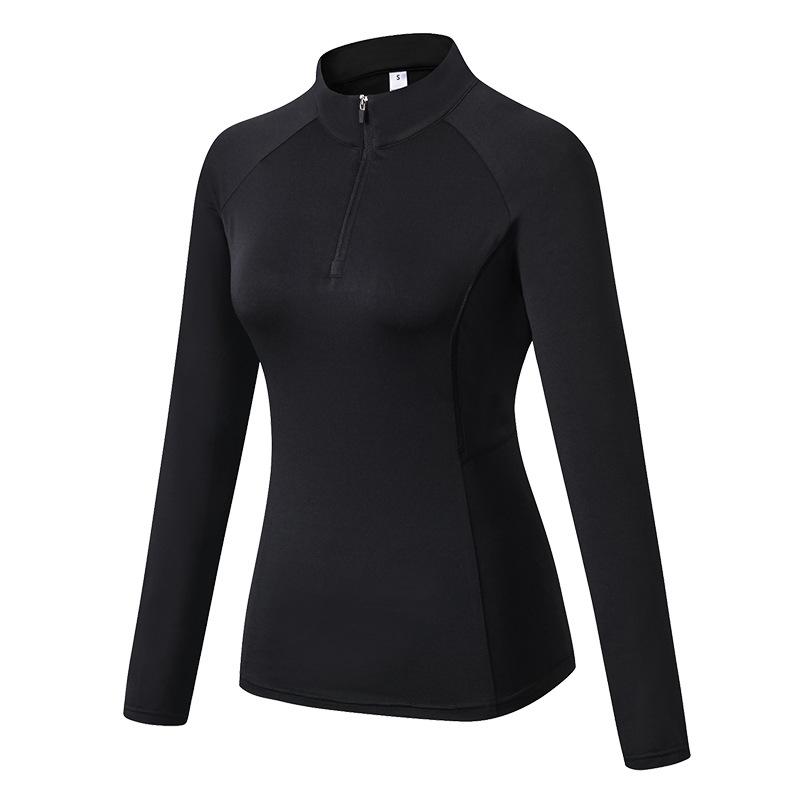 Autumn and Winter Women's Sports Long Sleeve Fitness Running Yoga Clothes High Elastic Tights Quick Drying Stand Collar Sweater