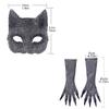 Half Face Cover Cats Woman Face Mask Rhinestone Masquerade Gloves  Halloween Prop Accessories