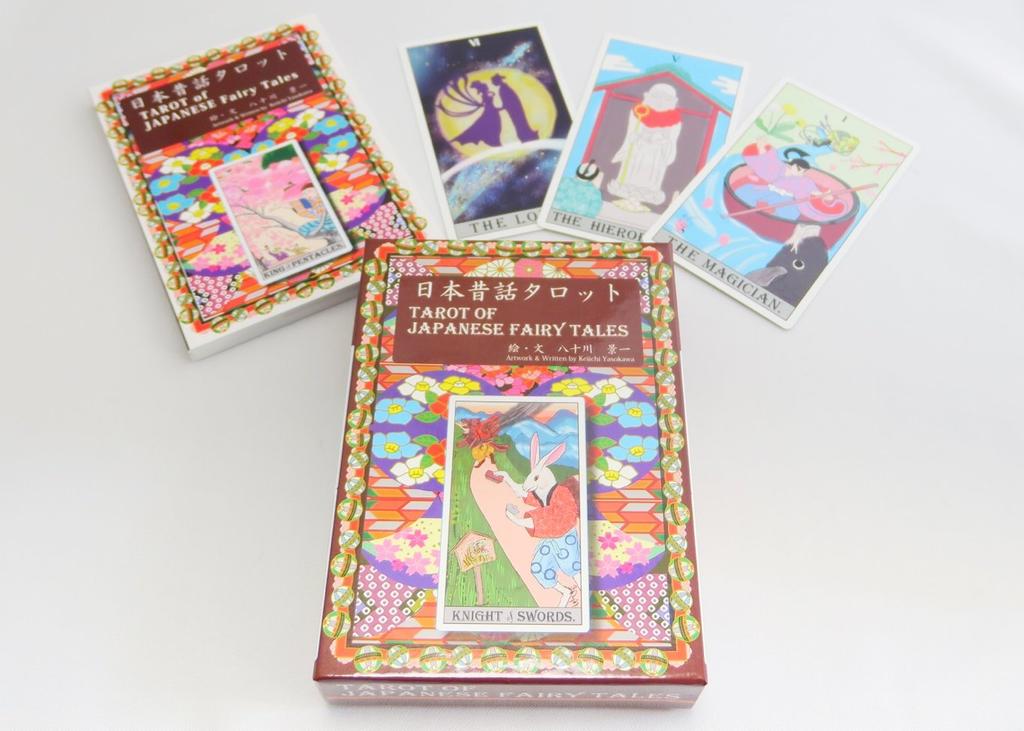 Japanese folk tale tarot 78 cards fortune telling instructions set in reading by fortune The Tale of the Bamboo Hanasaka Jiji box, Kamishibai-style