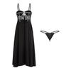 Sexy Lace Perspective Long Satin Suspender Nightdress Home Clothes Fun Suit