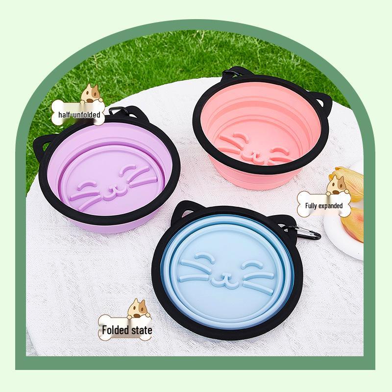 Collapsible Silicone Travel Pet Bowl - Portable & Easy To Clean for Cats and Dogs