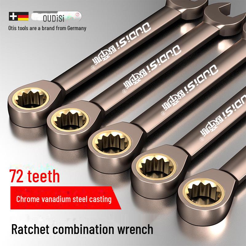 Dual-Purpose Automatic Two-Way Ratchet Wrench Set - Quick Double-Ended Open-End Plum Wrench Tool Kit