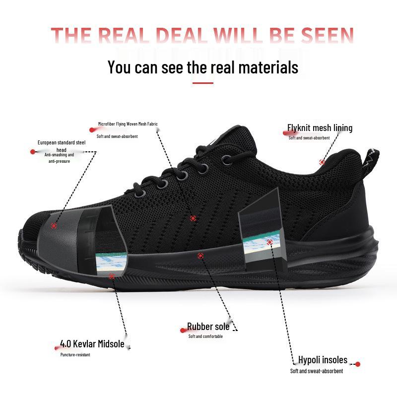 Men's Summer Breathable Safety Shoes: Anti-Smash, Anti-Puncture, Wear-Resistant for Long Hours on Construction Sites