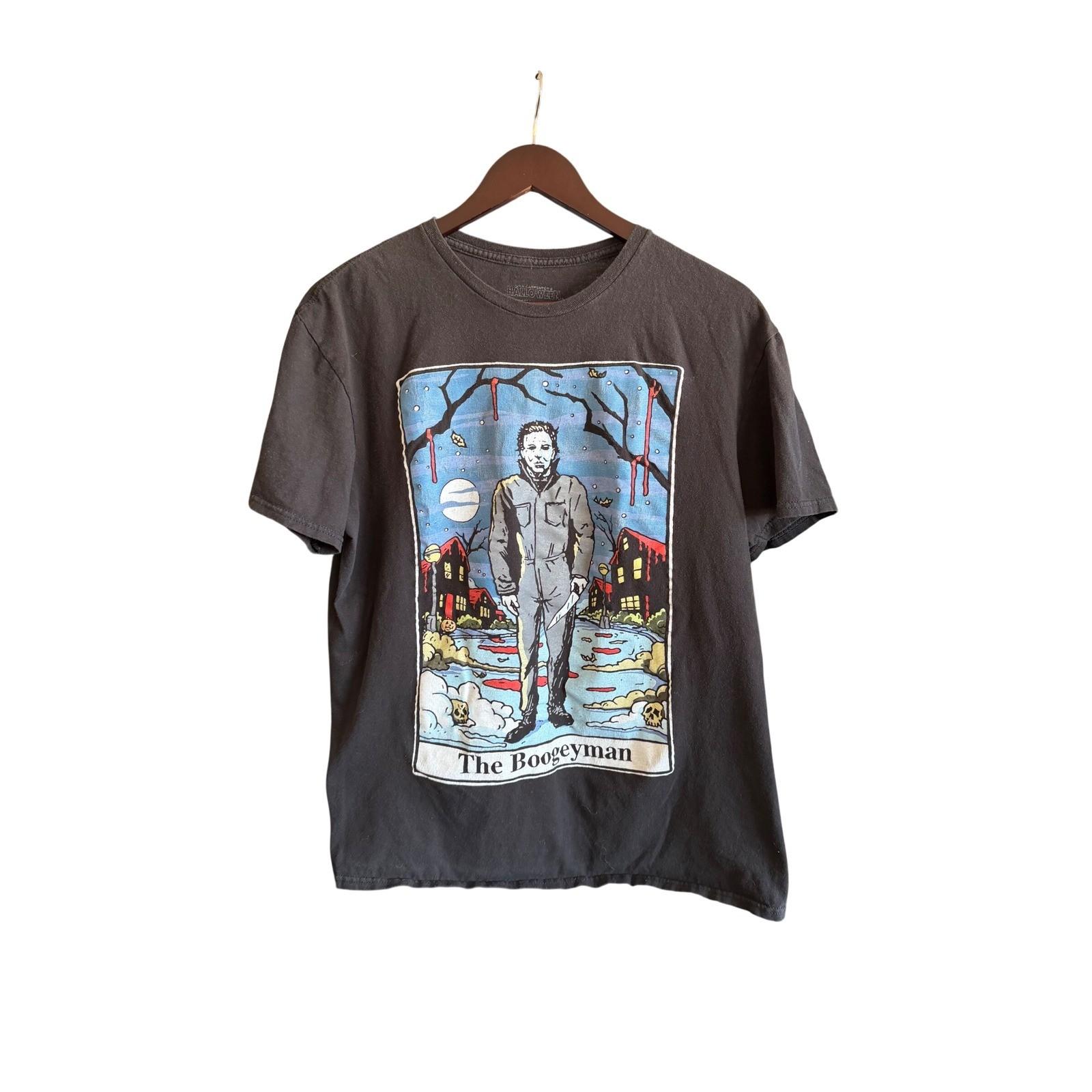 Halloween Michael Myers The Boogeyman Tarot Card Shirt Mens Large Faded Black Unisex T-Shirt M