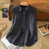 Sibaishe Damesloszittende Katoenen Mouwloze Reversblouse