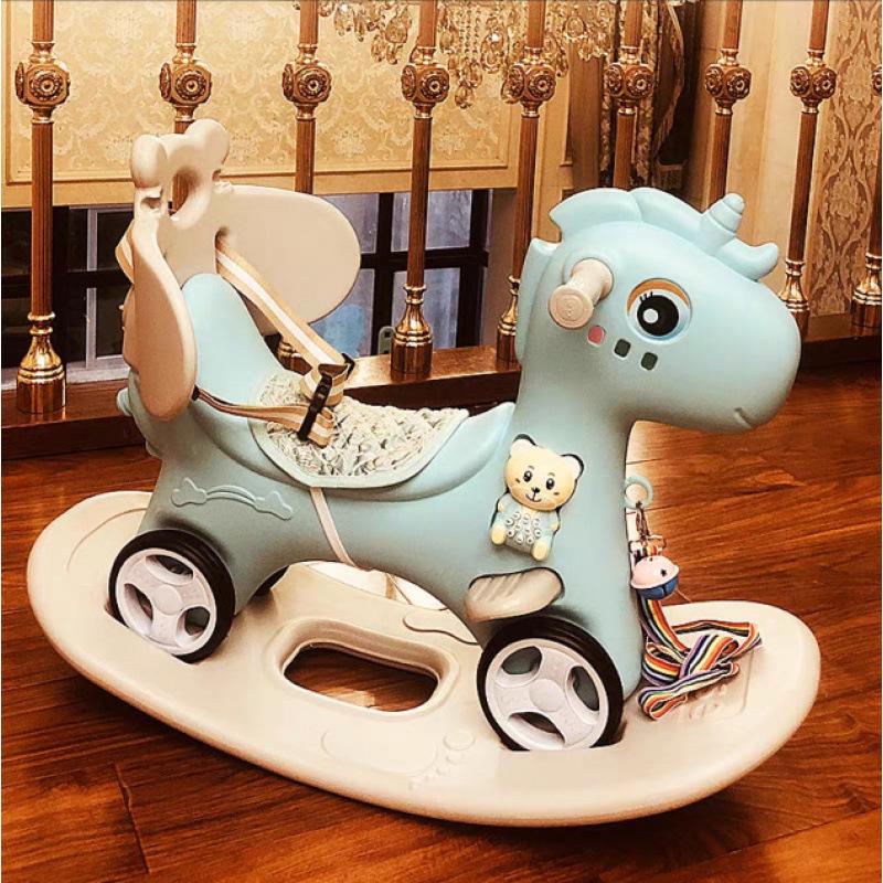 Wooden Infant Rocking Horse: Multi-Purpose Ride-On Toy for Boys & Girls – Ideal First Birthday Gift