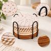 8 Pieces Braided Coaster Washable Set with Metal Storage Rack Reusable Thread Warming Mat