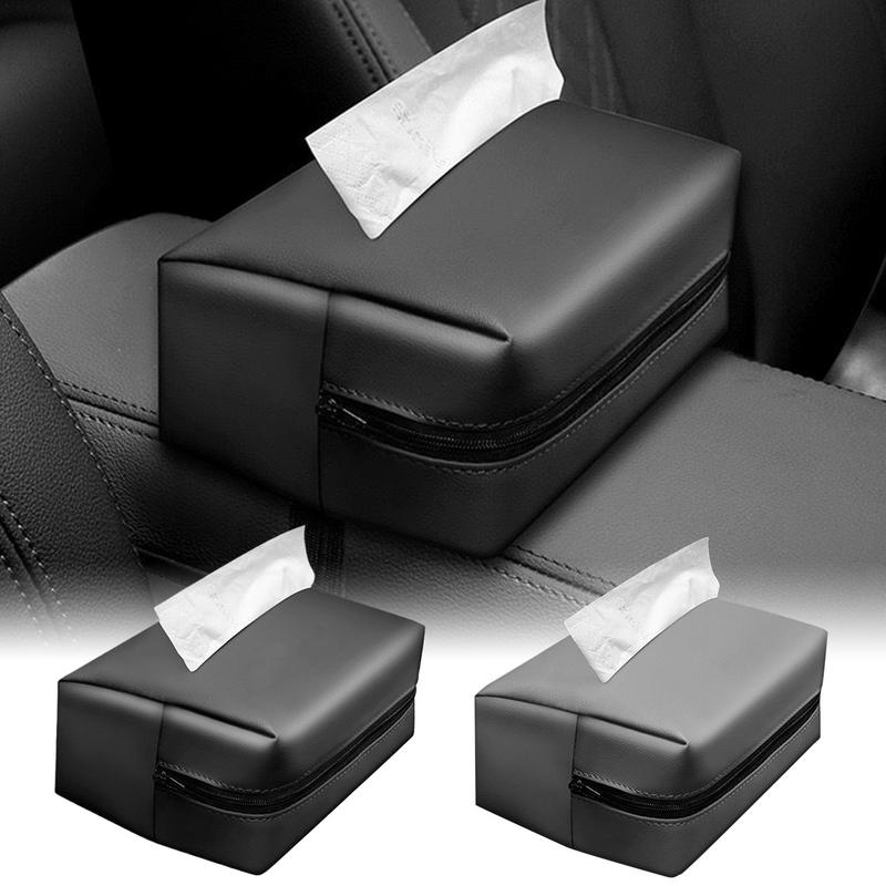 PU-Leder Auto-Taschentuchhalter Auto PU-Leder Serviettenhalter Reißverschluss Tissue-Aufbewahrungswerkzeug Für Auto-Kopfstütze Armaturenbrett Armlehne