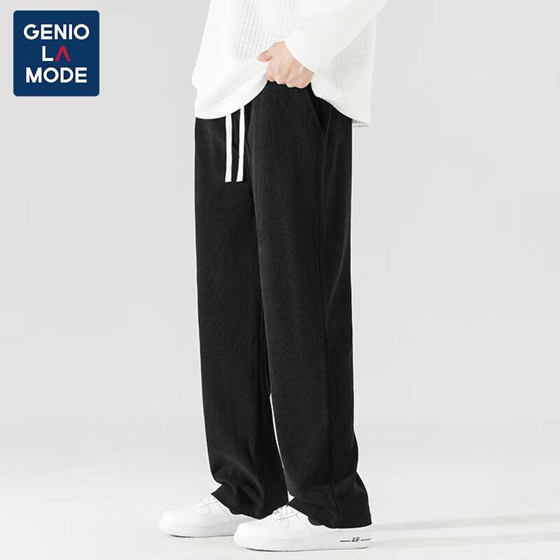 GENIOLAMODE Men's Fleece-Lined Corduroy Straight-Leg Casual Pants