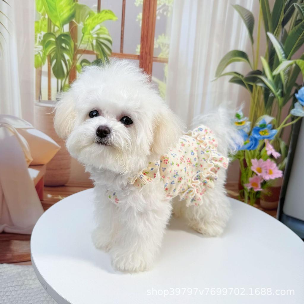 Pet clothing spring and summer floral suspender skirt princess style dog cat clothes are more breathable than bear thin styles