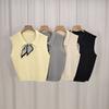 Fashionable And Casual Contrasting Navy Collar Knotted Sweet Loose Sleeveless Vest
