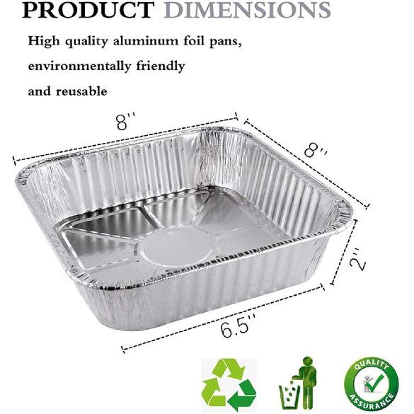 Ailelan Aluminum Pans, 8x8 Aluminum Foil Pans, 50-Pack Disposable Aluminum Pans Perfect for Cooking, Heating, Storing, Prepping Food